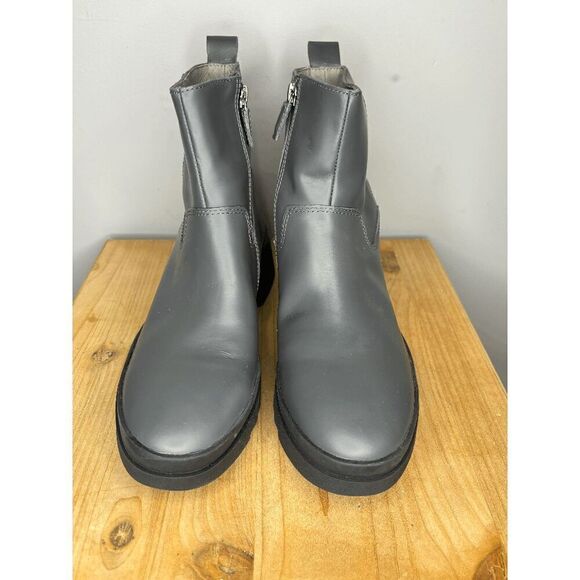 Eileen Fisher Women's Waterproof Leather Chunky Ankle Bootie Graphite Size 7 - Picture 2 of 12